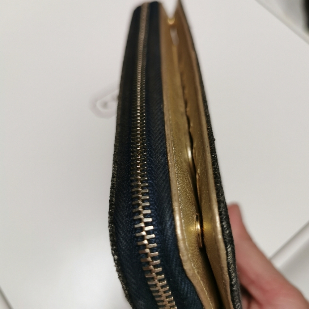 Authentic Chanel Vintage Denim Quilted 2.55 Long Flap Wallet Gold CC Rare Y2K - Picture 13 of 15
